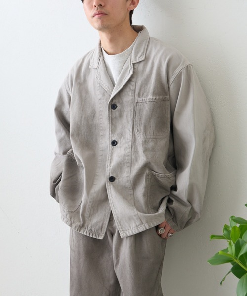 ai no de（アイノデ）の「【ainode】hazakawa 襟付きJK（テーラードジャケット・メンズ・アイボリー/グレー・FREE）」の13枚目の写真