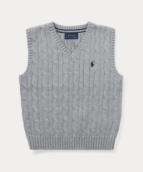 POLO RALPH LAUREN CHILDRENSWEAR(ポロ ラルフ ローレン チルドレンズウェア)の「ケーブルニット コットン セーターベスト(ベスト・キッズ・グレー系・4/6/7)」の1枚目の写真