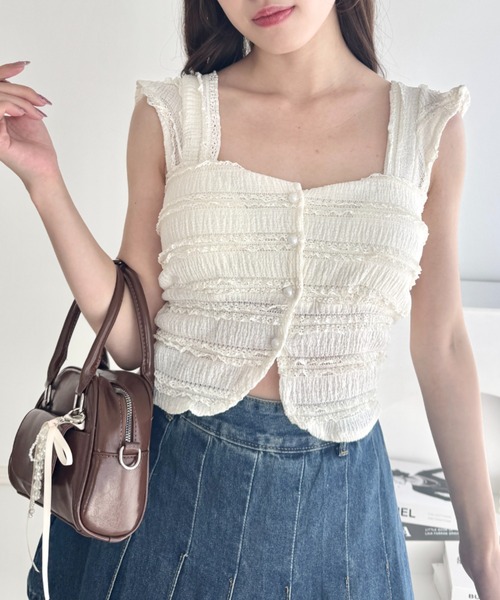 セール】ホイップレースフリルビスチェ（キャミソール）｜Loueme