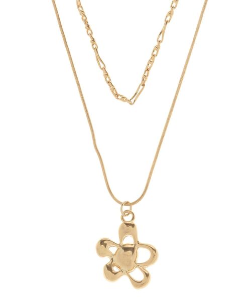 EMODA(エモダ)の「フラワーモチーフダブルネックレス(ピアス(両耳用)・レディース・ゴールド/シルバー・FREE)」の6枚目の写真