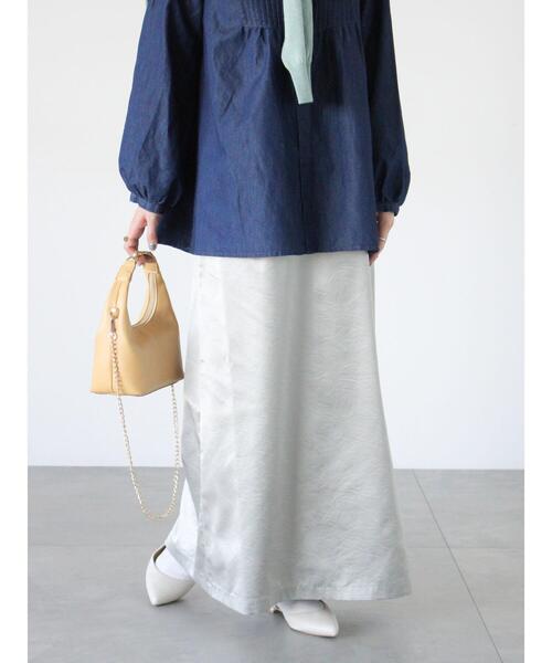 Lugnoncure（ルノンキュール）の「サテンエンボススカート（スカート・レディース・ベージュ/ミント/ブラウン・F）」の6枚目の写真