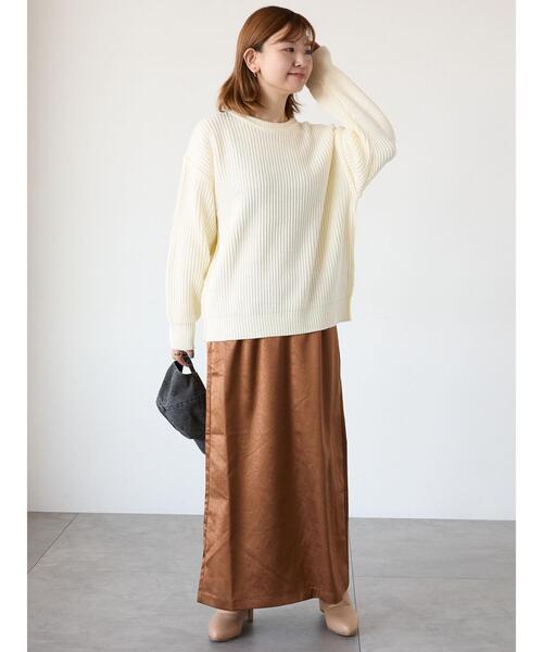 Lugnoncure（ルノンキュール）の「サテンエンボススカート（スカート・レディース・ベージュ/ミント/ブラウン・F）」の12枚目の写真