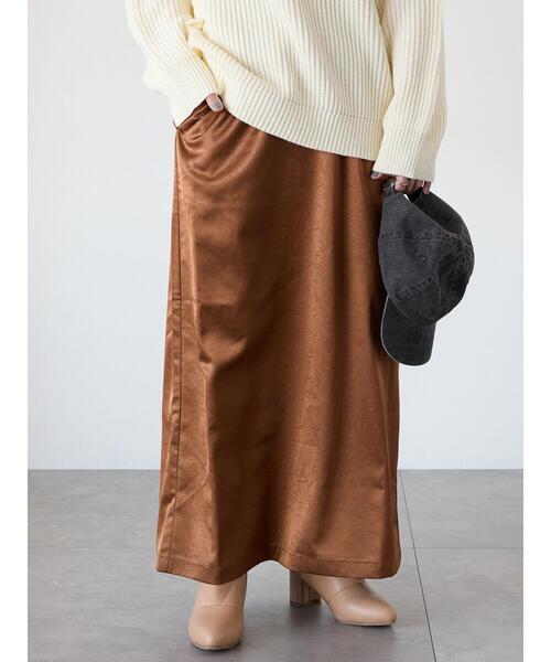 Lugnoncure（ルノンキュール）の「サテンエンボススカート（スカート・レディース・ベージュ/ミント/ブラウン・F）」の14枚目の写真