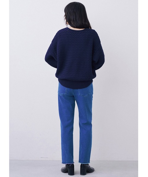 IEDIT(イディット)の「IEDIT コットン100%素材がうれしいバスケット編みニット(ニット/セーター・レディース・ネイビー/レッド/アイボリー・M/L/LL/3L/S/4L)」の11枚目の写真