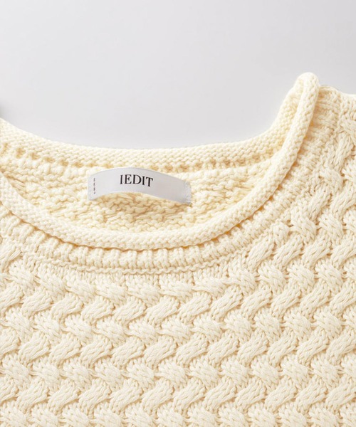 IEDIT(イディット)の「IEDIT コットン100%素材がうれしいバスケット編みニット(ニット/セーター・レディース・ネイビー/レッド/アイボリー・M/L/LL/3L/S/4L)」の16枚目の写真