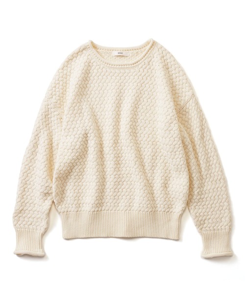 IEDIT(イディット)の「IEDIT コットン100%素材がうれしいバスケット編みニット(ニット/セーター・レディース・ネイビー/レッド/アイボリー・M/L/LL/3L/S/4L)」の17枚目の写真