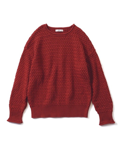 IEDIT(イディット)の「IEDIT コットン100%素材がうれしいバスケット編みニット(ニット/セーター・レディース・ネイビー/レッド/アイボリー・M/L/LL/3L/S/4L)」の18枚目の写真