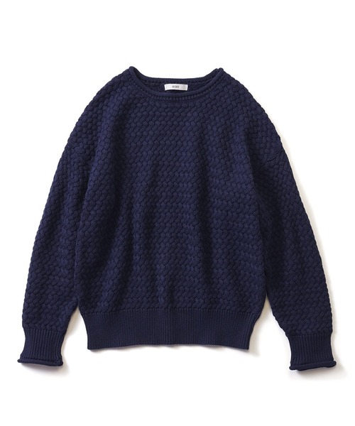 IEDIT(イディット)の「IEDIT コットン100%素材がうれしいバスケット編みニット(ニット/セーター・レディース・ネイビー/レッド/アイボリー・M/L/LL/3L/S/4L)」の19枚目の写真