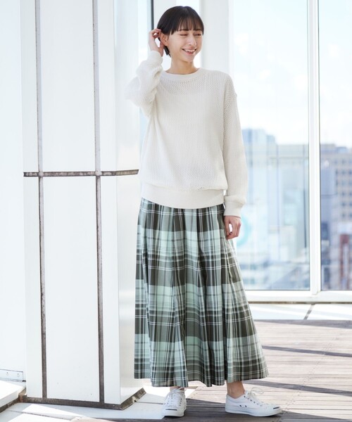 Dessin（デッサン）の「【ウエストゴム・洗える】映えチェック柄スカート（XS～L）（スカート・レディース・スモーキーグリーン系2/グリーン系2/ブルー系1/ネイビー系1/イエロー系1/ブルー系その他3/ブラック系1/グレー系その他3・00/01/02/03）」の9枚目の写真