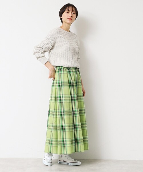 Dessin（デッサン）の「【ウエストゴム・洗える】映えチェック柄スカート（XS～L）（スカート・レディース・スモーキーグリーン系2/グリーン系2/ブルー系1/ネイビー系1/イエロー系1/ブルー系その他3/ブラック系1/グレー系その他3・00/01/02/03）」の13枚目の写真