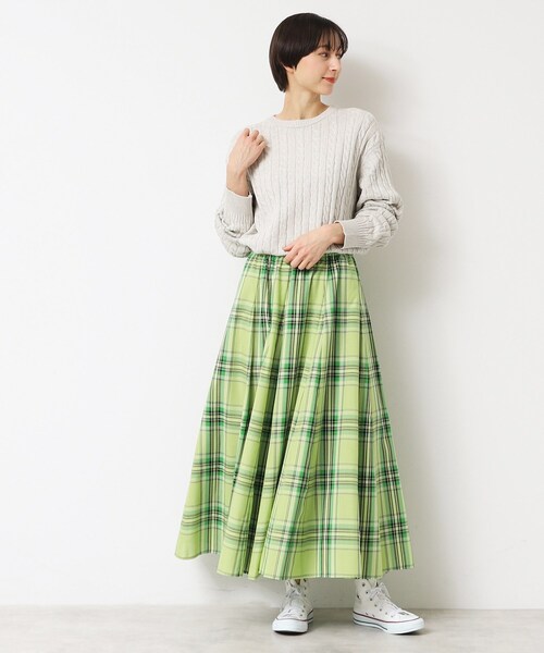 Dessin（デッサン）の「【ウエストゴム・洗える】映えチェック柄スカート（XS～L）（スカート・レディース・スモーキーグリーン系2/グリーン系2/ブルー系1/ネイビー系1/イエロー系1/ブルー系その他3/ブラック系1/グレー系その他3・00/01/02/03）」の14枚目の写真