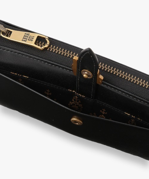GIFTにも【ANNASUI】Bourbon L zipper long wallet アナスイ ANNA SUI ブルボン Lファスナー長財布 （クロ） -人気