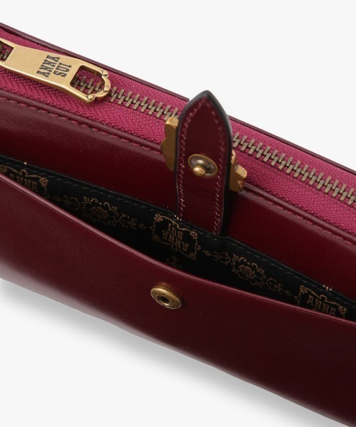 GIFTにも【ANNASUI】Bourbon L zipper long wallet アナスイ ANNA SUI ブルボン Lファスナー長財布 （クロ） -人気