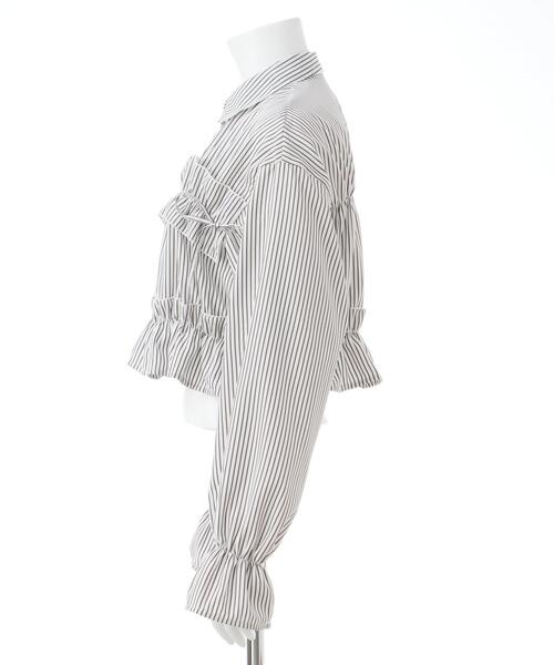 INGNI(イング)の「【WEB限定】フリルショートブラウス(シャツ/ブラウス・レディース・サックスブルー/ストライプ/オフホワイト・M)」の18枚目の写真