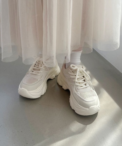 セール】ボリュームソール ラメ スニーカー/OT3758 厚底（スニーカー