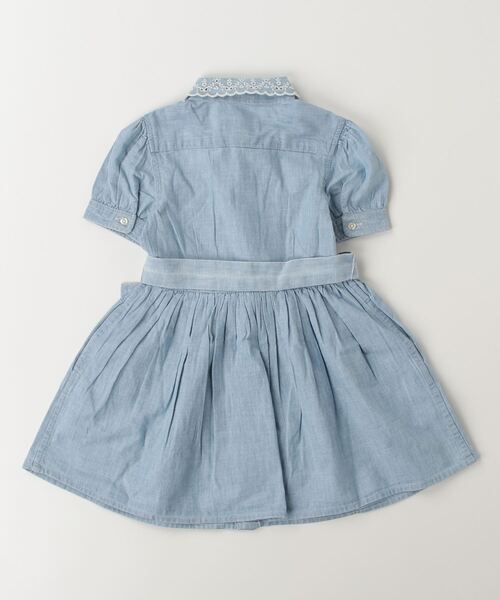 【POLO RALPH LAUREN】コットンシャンブレー フレア ミニドレス セール】 ストライプド ポロ シャツドレス （ミニ丈・ひざ丈