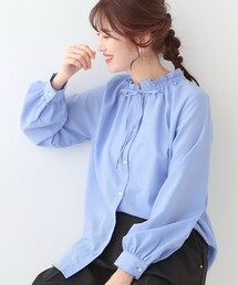DRESKIP | 【洗える/UV/吸水速乾/アンチピリング/S-LL】襟フリルデザインシャツ(シャツ/ブラウス)