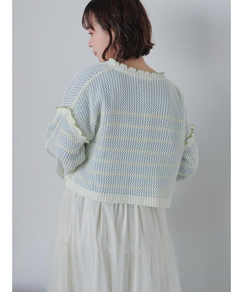 ehka sopo（エヘカソポ）の「メッシュリボンカーディガン（カーディガン/ボレロ・レディース・オフホワイト/イエロー/ミント/サックスブルー・F）」の7枚目の写真