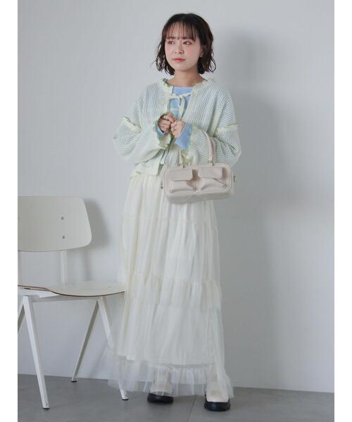 ehka sopo（エヘカソポ）の「メッシュリボンカーディガン（カーディガン/ボレロ・レディース・オフホワイト/イエロー/ミント/サックスブルー・F）」の8枚目の写真