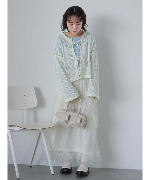 ehka sopo（エヘカソポ）の「メッシュリボンカーディガン（カーディガン/ボレロ・レディース・オフホワイト/イエロー/ミント/サックスブルー・F）」の9枚目の写真