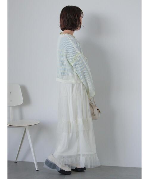 ehka sopo（エヘカソポ）の「メッシュリボンカーディガン（カーディガン/ボレロ・レディース・オフホワイト/イエロー/ミント/サックスブルー・F）」の10枚目の写真