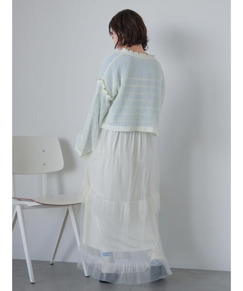 ehka sopo（エヘカソポ）の「メッシュリボンカーディガン（カーディガン/ボレロ・レディース・オフホワイト/イエロー/ミント/サックスブルー・F）」の11枚目の写真