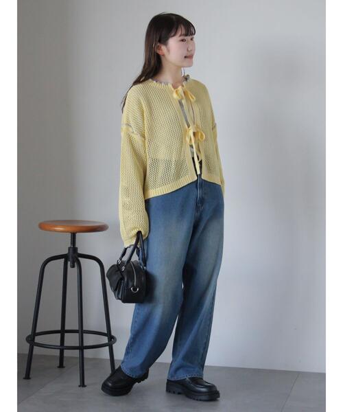 ehka sopo（エヘカソポ）の「メッシュリボンカーディガン（カーディガン/ボレロ・レディース・オフホワイト/イエロー/ミント/サックスブルー・F）」の16枚目の写真