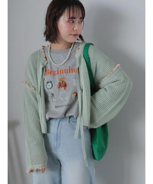 ehka sopo（エヘカソポ）の「メッシュリボンカーディガン（カーディガン/ボレロ・レディース・オフホワイト/イエロー/ミント/サックスブルー・F）」の20枚目の写真