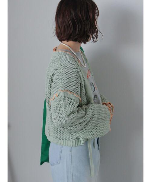 ehka sopo（エヘカソポ）の「メッシュリボンカーディガン（カーディガン/ボレロ・レディース・オフホワイト/イエロー/ミント/サックスブルー・F）」の21枚目の写真