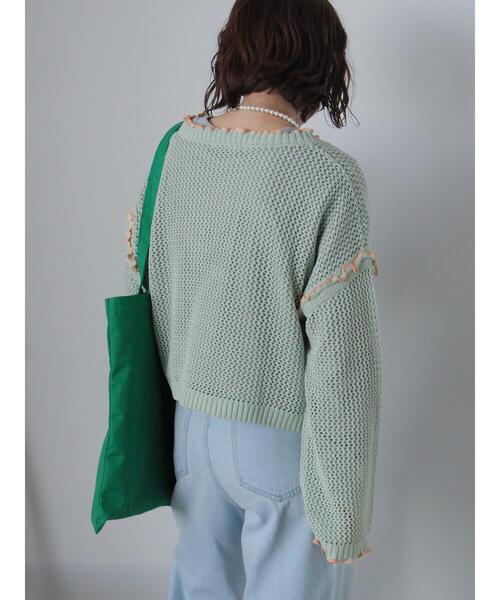 ehka sopo（エヘカソポ）の「メッシュリボンカーディガン（カーディガン/ボレロ・レディース・オフホワイト/イエロー/ミント/サックスブルー・F）」の22枚目の写真