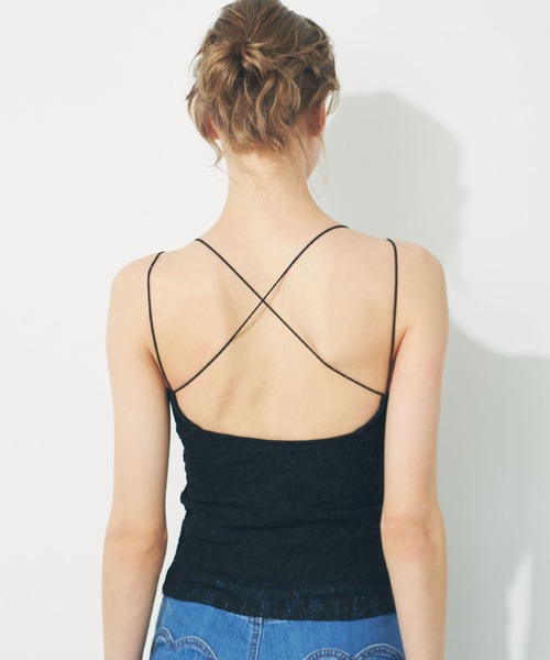 DEICY(デイシー)の「レースクロスストラップブラトップ(キャミソール・レディース・オフホワイト/ブラック・FREE)」の8枚目の写真