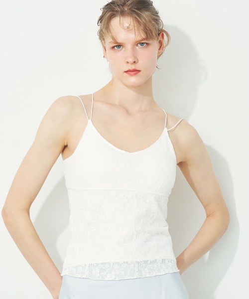 DEICY(デイシー)の「レースクロスストラップブラトップ(キャミソール・レディース・オフホワイト/ブラック・FREE)」の13枚目の写真