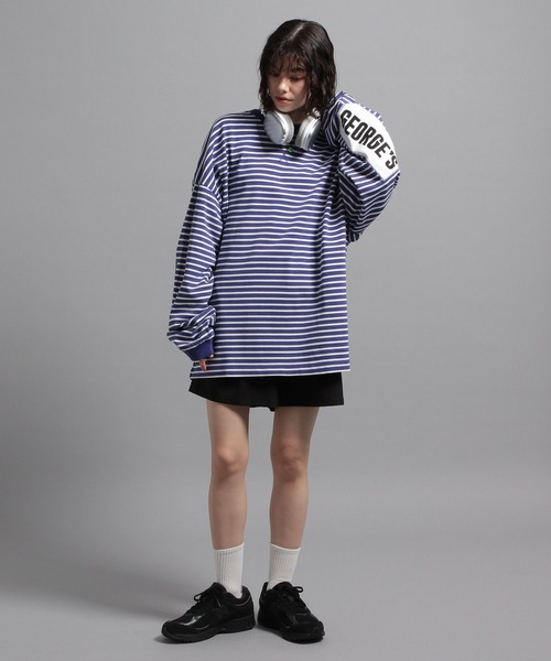 GEORGE'S（ジョージズ）の「ボーダーロンT（Tシャツ/カットソー・メンズ・ホワイト/パープル/ブルー・MEDIUM/LARGE）」の14枚目の写真