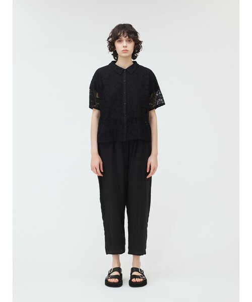 mizuiro ind タイルレースシャツ(ネイビー)新品・タグ付き mizuiro ind タイルレースシャツ(シャツ/ブラウス