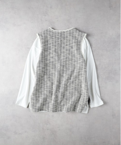 HONEYSUCKLE ROSE（ハニーサックルローズ）の「【HONEYSUCKLE ROSE】ツイードベストレイヤード（アンサンブル・レディース・ベージュ/グレー・L/M）」の3枚目の写真