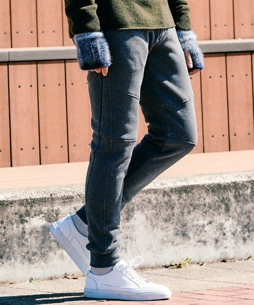 wjk(ダヴルジェイケイ)の「mp13546-back boa rib pants リブパンツ(スウェットパンツ・メンズ・ブラック/ダークブラウン/チャコール・XL/L/M/S)」の2枚目の写真
