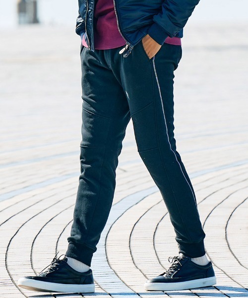 wjk(ダヴルジェイケイ)の「mp13546-back boa rib pants リブパンツ(スウェットパンツ・メンズ・ブラック/ダークブラウン/チャコール・XL/L/M/S)」の1枚目の写真