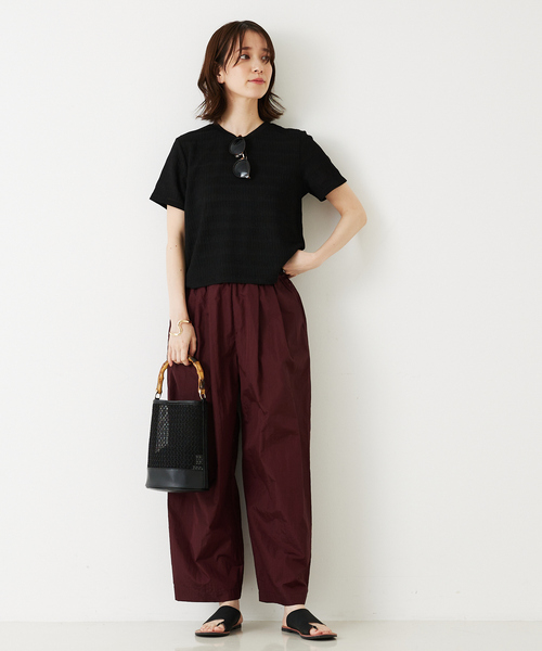 abahouse mavie(アバハウスマヴィ)の「シャーリングボーダー半袖Tシャツ(Tシャツ/カットソー・レディース・セージグリーン/ブラック/ブラウン/ホワイト・フリー)」の22枚目の写真