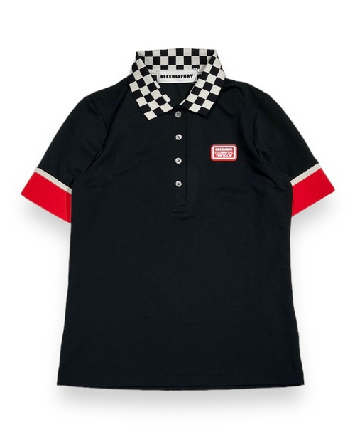 DECEMBERMAY(ディセンバーメイ)の「Checkered polo(ポロシャツ・レディース・ネイビー/ブラック/ホワイト・MEDIUM/SMALL)」の1枚目の写真