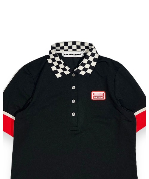 DECEMBERMAY(ディセンバーメイ)の「Checkered polo(ポロシャツ・レディース・ネイビー/ブラック/ホワイト・MEDIUM/SMALL)」の4枚目の写真