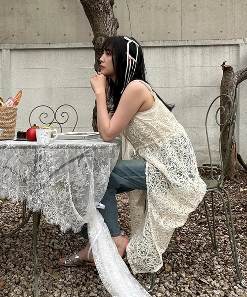 AS KNOW AS plus(アズノゥアズプラス)の「●アソートデザイン リボンキャミワンピース(ワンピース・レディース・ホワイト×ブラック/アイボリー系/ブラック系/ネイビー系/ブルー系・FREE)」の9枚目の写真