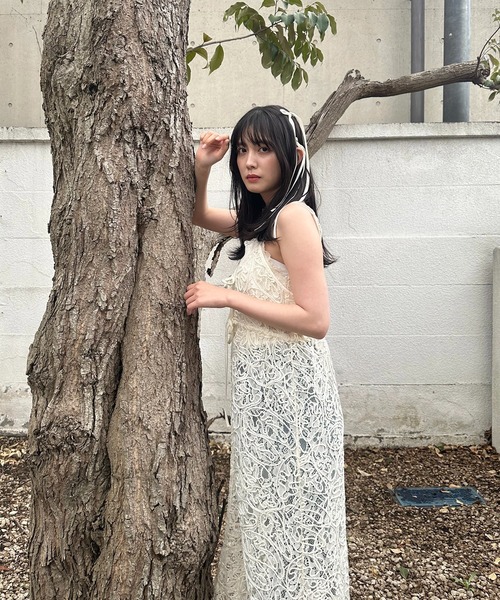 AS KNOW AS plus(アズノゥアズプラス)の「●アソートデザイン リボンキャミワンピース(ワンピース・レディース・ホワイト×ブラック/アイボリー系/ブラック系/ネイビー系/ブルー系・FREE)」の12枚目の写真