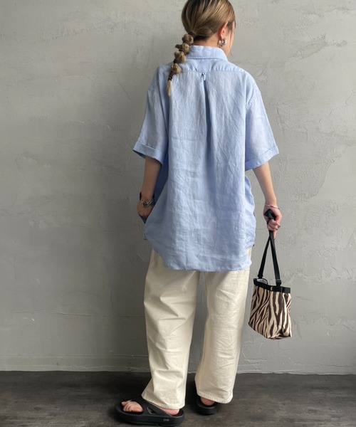 DANTON　リネン　麻100　ラウンドカラー　半袖　シャツ　プルオーバー　34 楽天市場】涼しい♪ レディース34-38 ダントン リネン 無地 半袖