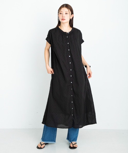 URBAN RESEARCH Sonny Label（アーバンリサーチサニーレーベル）の「コットンストライプドビーギャザーワンピース（ワンピース・レディース・ブラック/グリーン系その他/チャコールグレー・FREE）」の9枚目の写真