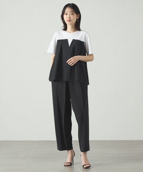 CAST:(キャストコロン)の「【接触冷感/UV効果/セットアップ対応】デザインタックジャージパンツ(その他パンツ・レディース・オフホワイト/ネイビー/ブラック・M/S)」の9枚目の写真