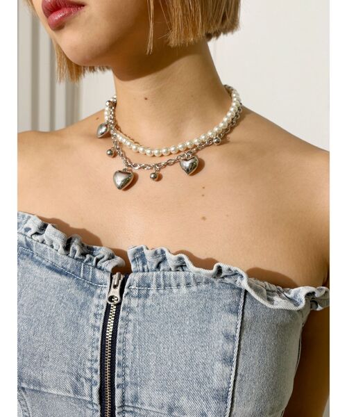 EVRIS（エヴリス）の「SHELL HEART 2連ネックレス（ネックレス・レディース・シルバー/ゴールド・FREE）」の6枚目の写真