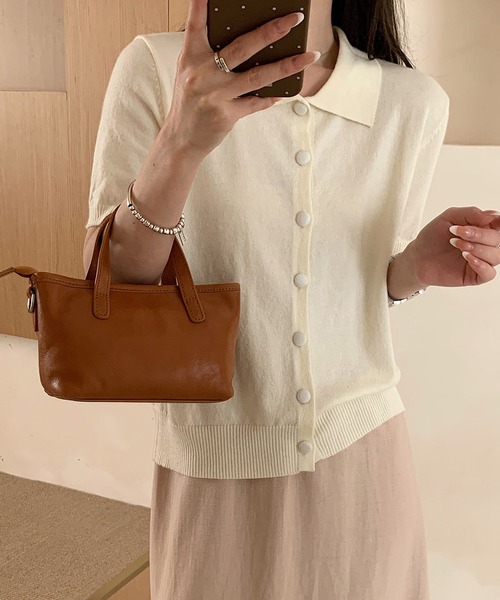 美品☆プトマヨ♡ホワイト ボタン付き 半袖 トップス TYFE】カットソー 半袖 ホワイト 44サイズ フロントボタン