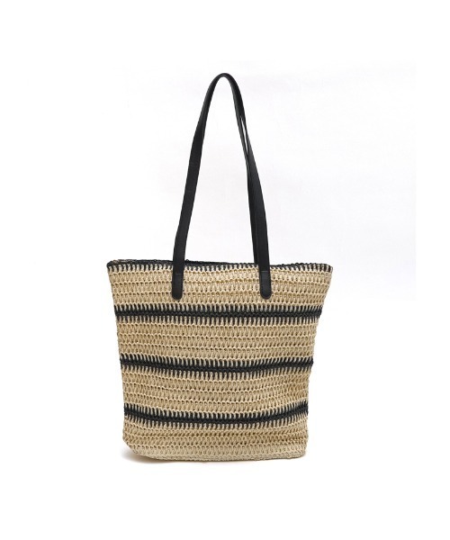 Re:EDIT（リエディ）の「ペーパーラインデザイントートバッグ（かごバッグ・レディース・キャメル/ブラック・FREE）」の10枚目の写真