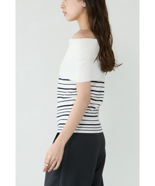 M.deux（エムドゥ）の「ワイドオフショルサマーニット（ニット/セーター・レディース・ブラック/グレイッシュベージュ/オフホワイト/その他1・MEDIUM）」の12枚目の写真