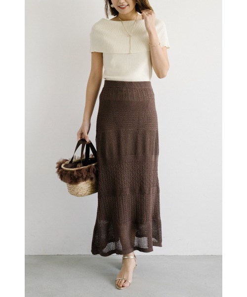 M.deux（エムドゥ）の「ワイドオフショルサマーニット（ニット/セーター・レディース・ブラック/グレイッシュベージュ/オフホワイト/その他1・MEDIUM）」の22枚目の写真